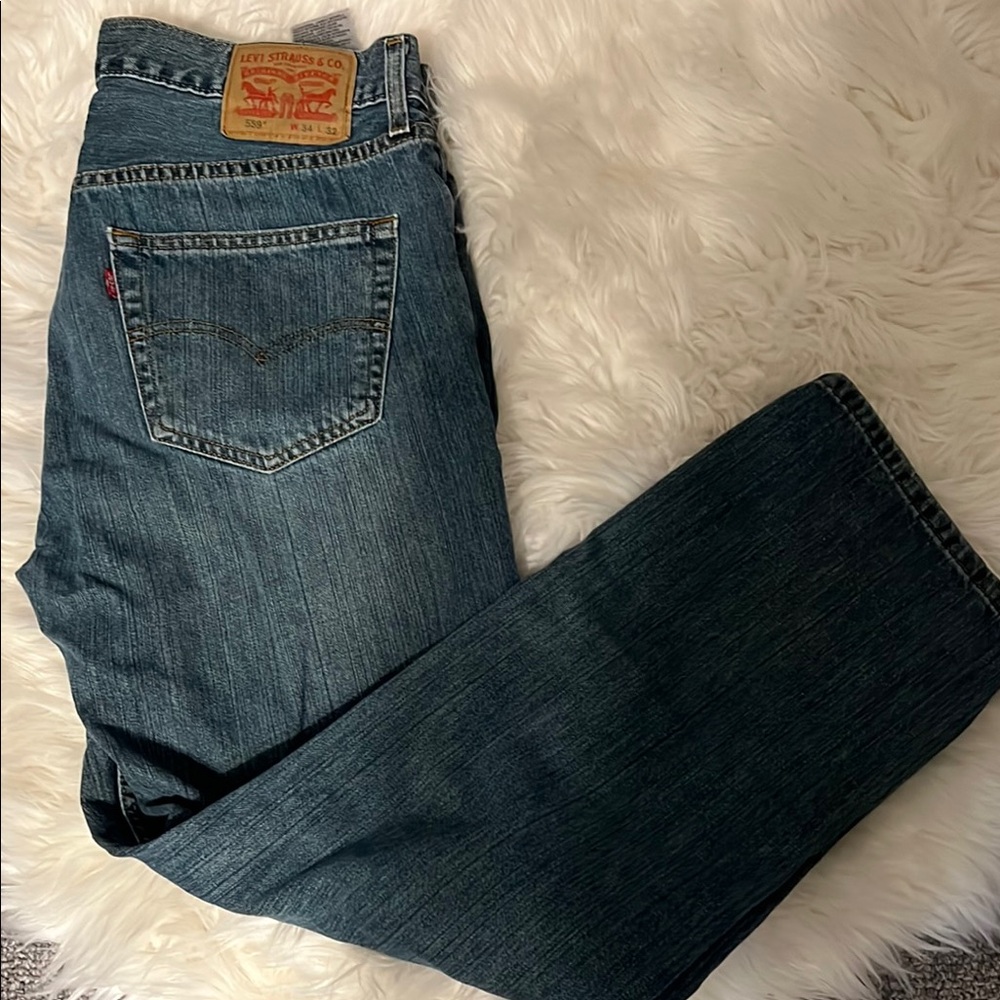 Levi's Blue Straight Jeans with Traditional Indigo Wash